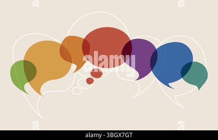 Sprachblasen Kommunikations- und Teamwork-Konzept für Geschäftsdialog und Ideenaustausch Stock Vektor