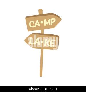 Wegweiser zum Camp und See Stock Vektor
