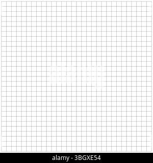 Typografie-Vorlage für die Notebook-Produktion. Schwarze Gitterstruktur auf weißem Hintergrund. Breites quadratisches schwarzes Rasterpapier, mathematisches Muster. Leer Stock Vektor