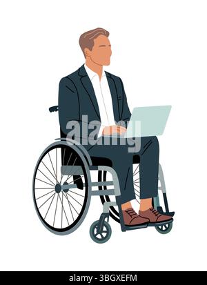 Geschäftsmann im Anzug im Rollstuhl Stock Vektor