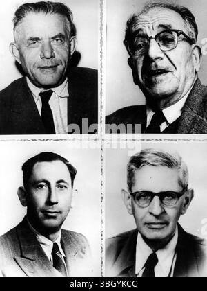 Ich würde gegen Eichmann aussagen. Porträts, die gerade in London empfangen wurden, von vier der Zeugen, die vor dem Prozess gegen den Ex-Nazi-Führer Adolf Eichmann zur Anklage erscheinen werden, beschuldigten den Massenmord an Juden, der Jerusalem beginnt. Von links nach rechts, oben Dr. A Z Breslauer, Dr. Paul David Marz. I, Bottom, Leon Kapon, Salonika, Griechenland, Dr. B. Cohen. 22. Februar 1961 Stockfoto