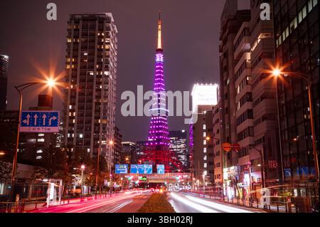 Der Tokyo Tower, auch bekannt als Japan Radio Tower, ist ein Kommunikations- und Aussichtsturm im Stadtteil Shiba-koen in Minato, Tokio Stockfoto