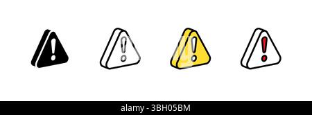 Warnsymbolgruppe mit dreieckigen Warnsymbolen in verschiedenen Stilen und Farben Stock Vektor