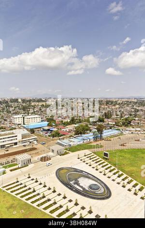 Luftaufnahme der Stadt Addis Abeba, zeigt die dicht gepackten Häuser Stockfoto