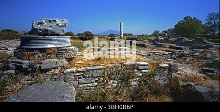 Ruinen des großen Tempels von Hera, Heraion, Samos, Griechenland, Europa Stockfoto
