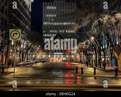 Saskatoon bei Nacht Stockfoto