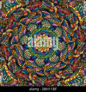 Buntes zentangle-Doodle, nahtloses Muster. Stockfoto