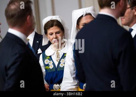 Stockholm, Schweden. Juni 2025. STOCKHOLM, SCHWEDEN 20250606Königin Silvia empfängt Gäste bei einem Empfang zum Nationalfeiertag im Stockholmer Palast im Zusammenhang mit dem schwedischen Nationalfeiertag am 6. Juni. Foto: Pontus Lundahl/TT/Code 10050 Credit: TT News Agency/Alamy Live News Stockfoto