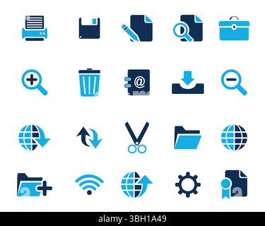 Hell- und Dunkelblau Web-Symbol Set Vektor, Web und Grafik-Symbole Vektor für Web-Computer und Mobilgeräte Stock Vektor