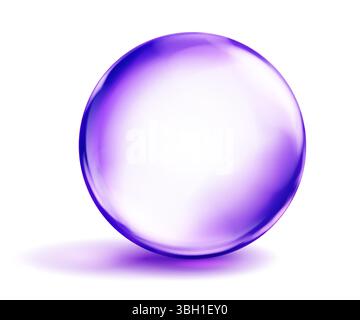 Große durchscheinende glatte violette Kugel mit Lichtern und weichem Schatten darunter, auf weißem Hintergrund. Vektorillustration für Konstruktionsprojekte und cr Stock Vektor