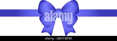 Glänzende blaue Schleife mit Band, voluminöse glänzende Vektorillustration für Dekoration Einladung und Grußkarten Stock Vektor