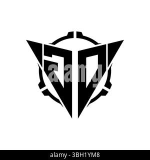 GO Gaming Logo Initial mit geometrischem, modernem Dreieck abgerundetem Sniper Tactical Design im isolierten Hintergrund, minimalistisches Gaming-Monogramm Lo Stock Vektor