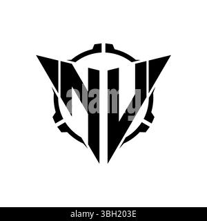 NV Gaming Logo Initial mit geometrischem, modernem Dreieck abgerundetem Sniper Tactical Design im isolierten Hintergrund, minimalistisches Gaming-Monogramm lo Stock Vektor