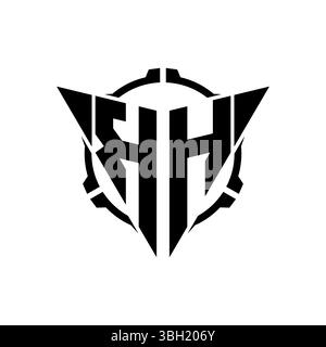 KH Gaming Logo Initial mit geometrischem, modernem Dreieck abgerundetem Sniper Tactical Design in isoliertem Hintergrund, minimalistisches Gaming-Monogramm lo Stock Vektor