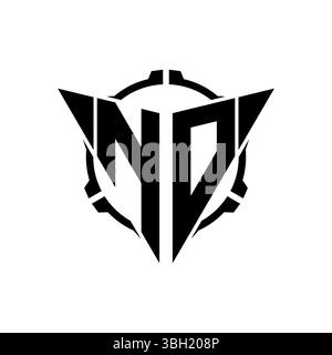 NO Gaming Logo Initial mit geometrischem, modernem Dreieck abgerundetem Sniper Tactical Design im isolierten Hintergrund, minimalistisches Gaming-Monogramm lo Stock Vektor