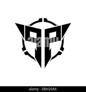 PP Gaming Logo Initial mit geometrischem, modernem Dreieck abgerundetem Sniper Tactical Design im isolierten Hintergrund, minimalistisches Gaming-Monogramm lo Stock Vektor