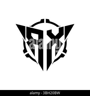 RX Gaming Logo Initial mit geometrischem, modernem Dreieck abgerundetem Oszilloskop Sniper Tactical Design in isoliertem Hintergrund, minimalistisches Gaming-Monogramm Lo Stock Vektor