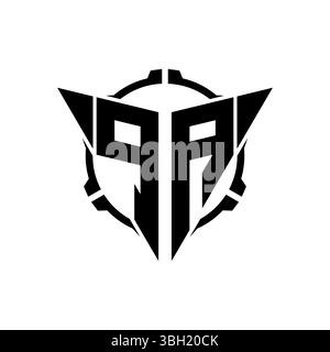 PA Gaming Logo Initial mit geometrischem, modernem Dreieck abgerundetem Sniper Tactical Design im isolierten Hintergrund, minimalistisches Gaming-Monogramm lo Stock Vektor
