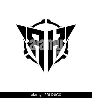 RK Gaming Logo Initial mit geometrischem, modernem Dreieck abgerundetem Sniper Tactical Design im isolierten Hintergrund, minimalistisches Gaming-Monogramm lo Stock Vektor