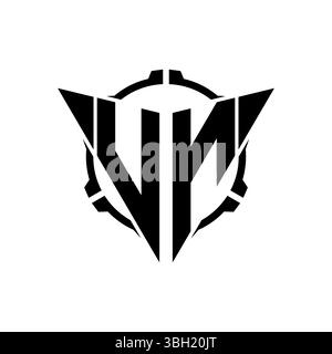 VN Gaming Logo Initial mit geometrischem, modernem Dreieck abgerundetem Sniper Tactical Design im isolierten Hintergrund, minimalistisches Gaming-Monogramm lo Stock Vektor