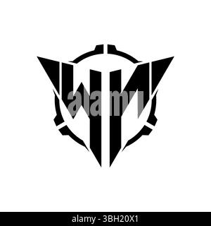 WN Gaming Logo Initial mit geometrischem, modernem Dreieck abgerundetem Oszilloskop Sniper Tactical Design in isoliertem Hintergrund, minimalistisches Gaming-Monogramm lo Stock Vektor