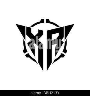 XR Gaming Logo Initial mit geometrischem, modernem Dreieck abgerundetem Oszilloskop Sniper Tactical Design in isoliertem Hintergrund, minimalistisches Gaming-Monogramm lo Stock Vektor
