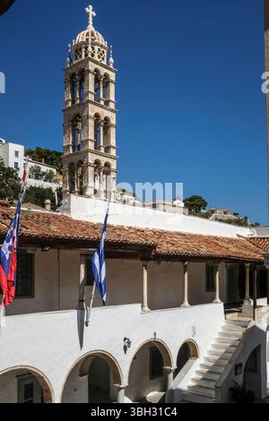 Grecia. Isola di Idra. Chiesa dell' Assunzione della Vergine Maria. Griechenland. Hydra Island. Die Kathedrale Stockfoto
