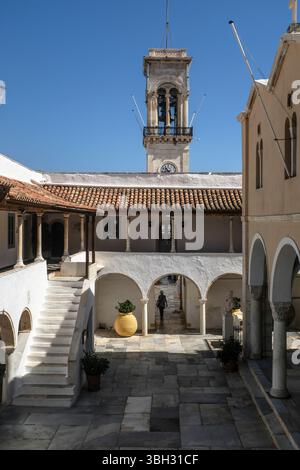 Grecia. Isola di Idra. Chiesa dell' Assunzione della Vergine Maria. Griechenland. Hydra Island. Die Kathedrale Stockfoto