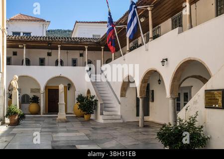 Grecia. Isola di Idra. Chiesa dell' Assunzione della Vergine Maria. Griechenland. Hydra Island. Die Kathedrale Stockfoto