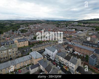 Blick aus der Vogelperspektive von Saltburn am Bahnhof Sea British Seaside Resort, North Yorkshire Stockfoto