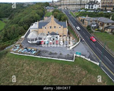 Blick aus der Vogelperspektive auf das Spa Hotel, Saltburn by the Sea British Seaside Resort, North Yorkshire Stockfoto