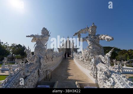 Tempelanlage Wat Rong Khun, Weißer Tempel, Chiang Rai, Nordthailand, Thailand, Asien Stockfoto