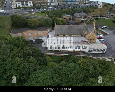 Blick aus der Vogelperspektive auf das Spa Hotel, Saltburn by the Sea British Seaside Resort, North Yorkshire Stockfoto