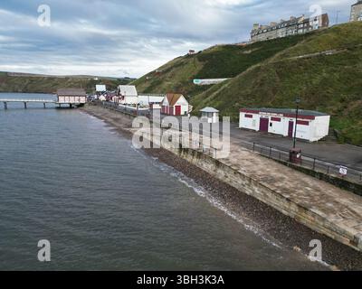 Aus der Vogelperspektive von Saltburn am Sea British Seaside Resort, North Yorkshire Stockfoto