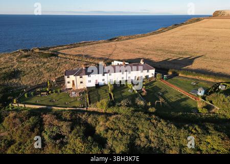 Aus der Vogelperspektive von Saltburn am Sea British Seaside Resort, North Yorkshire Stockfoto
