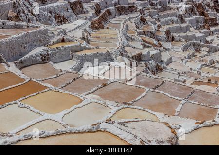Maras Salzminen im Heiligen Tal der Inkas, Peru Stockfoto