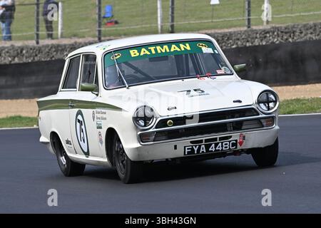 Richard Bateman, Ford Lotus Cortina, Masters Pre-66 Touring Cars, Masters Historic Festival mit Tourenwagen aus den Tagen der britischen Limousine Stockfoto