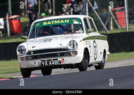 Richard Bateman, Ford Lotus Cortina, Masters Pre-66 Touring Cars, Masters Historic Festival mit Tourenwagen aus den Tagen der britischen Limousine Stockfoto