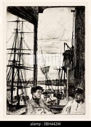 Rotherhithe. James Abbott McNeill Whistler. 1860. Ätzung und Trockenzapfen in schwarzer Tinte auf Büttenpapier gedruckt. Stockfoto
