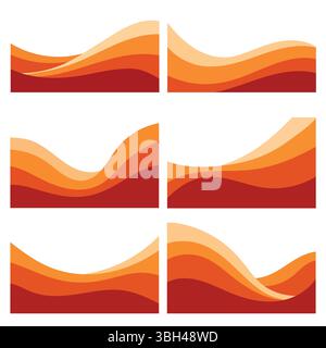 Minimalistischer Hintergrund mit abstrakten orangen Wellen in warmen Farbverläufen, klarem Vektorstil Stock Vektor