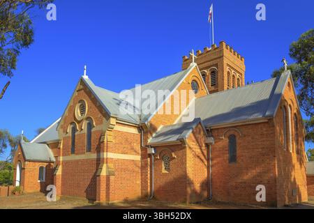 Im viktorianischen Stil der Romanik Holy Trinity Anglican Church abgeschlossen 1854 in York, einem beliebten touristischen Stadt östlich von Perth, Avon Valley. York ist den Ältesten Stockfoto