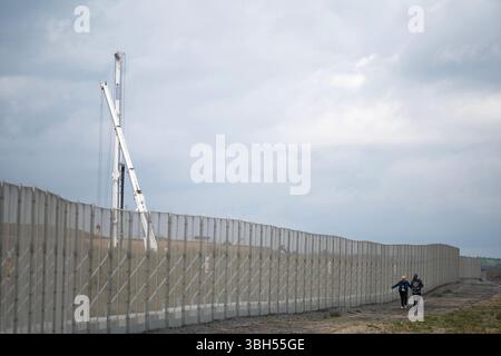 Sicherheitszaun Sizewell C Baustelle Suffolk Stockfoto
