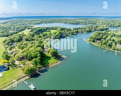 Luftaufnahme des West Neck Creek und Umgebung Stockfoto