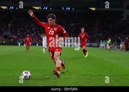 Cardiff, Großbritannien. Juni 2025. Lewis Koumas aus Wales in Aktion. Wales gegen Liechtenstein, Qualifikationsspiel der Gruppe J zur FIFA-Weltmeisterschaft am Freitag, den 6. Juni 2025, im Stadion der Stadt Cardiff in Cardiff, Südwales. Nur redaktionelle Verwendung. bild von Andrew Orchard/Andrew Orchard Sportfotografie/Alamy Live News Credit: Andrew Orchard Sportfotografie/Alamy Live News Stockfoto
