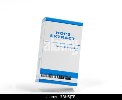 Hopfenextrakt. Wird wegen seiner sedierenden Wirkung verwendet, oft kombiniert mit Baldrianwurzel für Schlaflosigkeit. Stockfoto