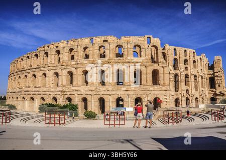 Ruinen des größten kolosseums Nordafrikas. El Jem, Tunesien, UNESCO, Afrika Stockfoto