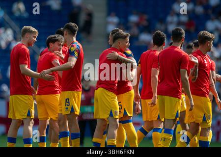 Barcelona, Spanien: 7. Juni: Spieler im RCDE-Stadion in Corn vor dem Qualifikationsspiel zur FIFA Fussball-Weltmeisterschaft 2026 zwischen Andorra und England Stockfoto
