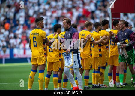 Barcelona, Spanien: 7. Juni: Spieler im RCDE-Stadion in Corn vor dem Qualifikationsspiel zur FIFA Fussball-Weltmeisterschaft 2026 zwischen Andorra und England Stockfoto