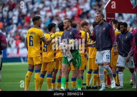 Barcelona, Spanien: 7. Juni: Spieler im RCDE-Stadion in Corn vor dem Qualifikationsspiel zur FIFA Fussball-Weltmeisterschaft 2026 zwischen Andorra und England Stockfoto