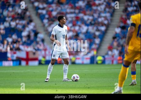 Barcelona, Spanien : 7. Juni: Jude Bellingham von der englischen Nationalmannschaft im Einsatz während des Qualifikationsspiels zur FIFA-Weltmeisterschaft 2026 zwischen Andorra und Stockfoto